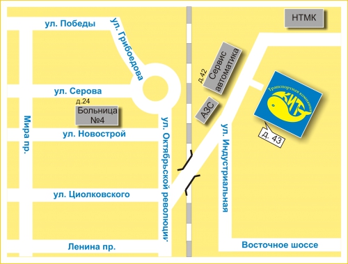Схема проезда до ТК "КИТ" в г. Нижний Тагил